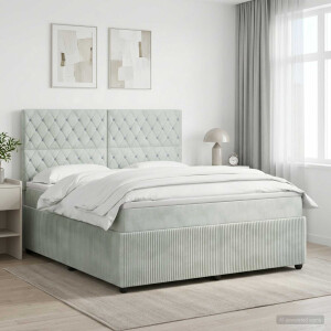 vidaXL Boxspringbed met matras Lichtgrijs 180 x 200 cm Fluweel