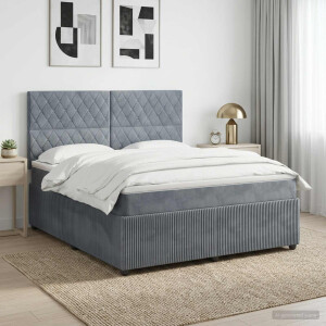 vidaXL Boxspringbed met matras Donkergrijs 140 x 190 cm Fluweel