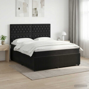 vidaXL Boxspringbed met matras Zwart 180 x 200 cm Fluweel