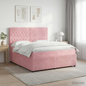 vidaXL Boxspringbed met matras Roze 140 x 200 cm Fluweel