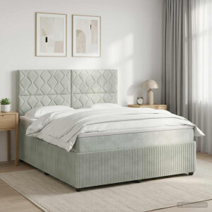vidaXL Boxspringbed met matras Lichtgrijs 180 x 200 cm Fluweel