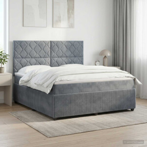 vidaXL Boxspringbed met matras Donkergrijs 140 x 200 cm Fluweel