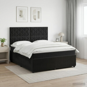 vidaXL Boxspringbed met matras Zwart 180 x 200 cm Fluweel