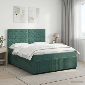 vidaXL Boxspringbed met matras Donkergroen 180 x 200 cm Fluweel