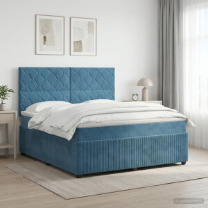 vidaXL Boxspringbed met matras Blauw 180 x 200 cm Fluweel