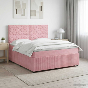 vidaXL Boxspringbed met matras Roze 140 x 200 cm Fluweel