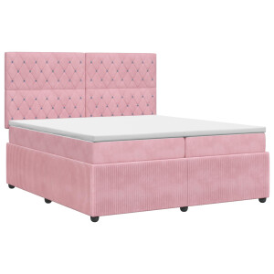 vidaXL Boxspringbed met matras Roze 200 x 200 cm Fluweel