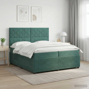 vidaXL Boxspringbed met matras Donkergroen 200 x 200 cm Fluweel