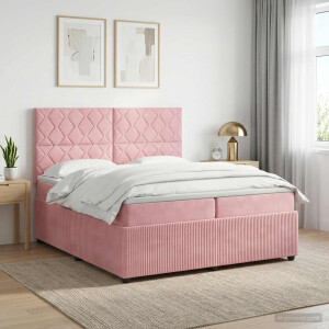 vidaXL Boxspringbed met matras Roze 200 x 200 cm Fluweel