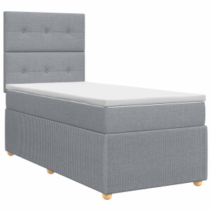 vidaXL Boxspringbed met matras met hoofdeinde Lichtgrijs Enkel Stof