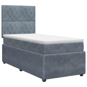 vidaXL Boxspringbed met matras Donkergrijs Enkel Fluweel