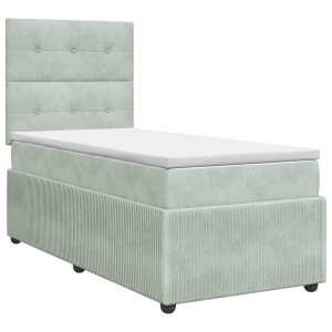 vidaXL Boxspringbed met matras met hoofdeinde Lichtgrijs Enkel Fluweel