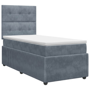 vidaXL Boxspringbed met matras Donkergrijs Enkel Fluweel