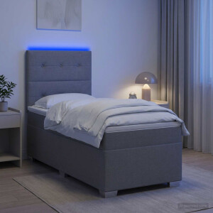 vidaXL Boxspringbed met matras Lichtgrijs 100 x 200 cm Stof