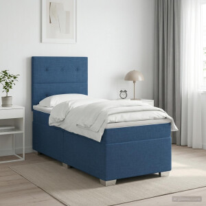 vidaXL Boxspringbed met matras met hoofdeinde Blauw 90 x 200 cm Stof