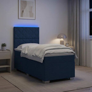 vidaXL Boxspringbed met matras met hoofdeinde Blauw 90 x 200 cm Stof