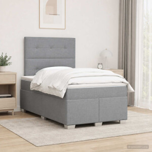 vidaXL Boxspringbed met matras Lichtgrijs 120 x 200 cm Stof