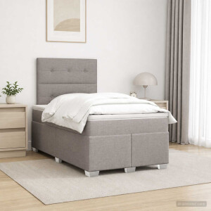 vidaXL Boxspringbed met matras met hoofdeinde Taupe 120 x 200 cm Stof