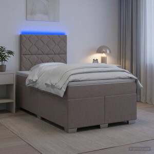 vidaXL Boxspringbed met matras met hoofdeinde Taupe 120 x 200 cm Stof