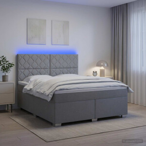 vidaXL Boxspringbed met matras Lichtgrijs 180 x 200 cm Stof