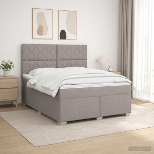 vidaXL Boxspringbed met matras met hoofdeinde Taupe 180 x 200 cm Stof