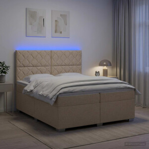 vidaXL Boxspringbed met matras Crèmekleurig 200 x 200 cm Stof
