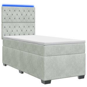 vidaXL Boxspringbed met matras Lichtgrijs 80 x 200 cm Fluweel