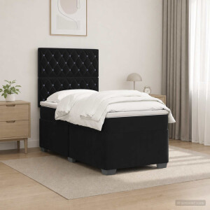 vidaXL Boxspringbed met matras Zwart 100 x 200 cm Fluweel