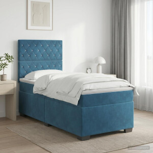 vidaXL Boxspringbed met matras Blauw 100 x 200 cm Fluweel