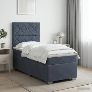 vidaXL Boxspring Bed met Matras en LED Donkergrijs 90 x 190 cm Fluweel