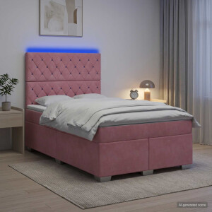vidaXL Boxspringbed met matras Roze 120 x 190 cm Fluweel