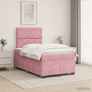 vidaXL Boxspringbed met matras Roze 120 x 200 cm Fluweel
