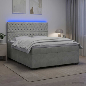 vidaXL Boxspringbed met matras Lichtgrijs 180 x 200 cm Fluweel