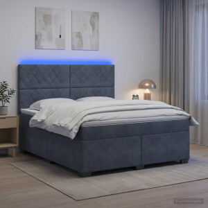 vidaXL Boxspringbed met matras Donkergrijs 140 x 190 cm Fluweel