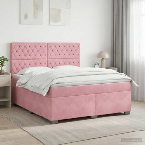 vidaXL Boxspringbed met matras Roze 140 x 200 cm Fluweel
