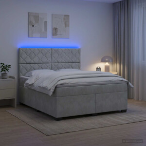 vidaXL Boxspringbed met matras Lichtgrijs 180 x 200 cm Fluweel