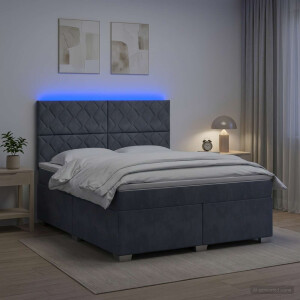 vidaXL Boxspringbed met matras Donkergrijs 140 x 200 cm Fluweel