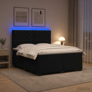 vidaXL Boxspringbed met matras Zwart 180 x 200 cm Fluweel