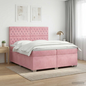 vidaXL Boxspringbed met matras Roze 200 x 200 cm Fluweel