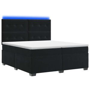 vidaXL Boxspringbed met matras Zwart 200 x 200 cm Fluweel