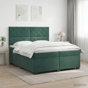 vidaXL Boxspringbed met matras Donkergroen 200 x 200 cm Fluweel