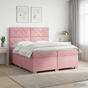 vidaXL Boxspringbed met matras Roze 200 x 200 cm Fluweel