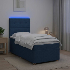 vidaXL Boxspringbed met matras met hoofdeinde Blauw 90 x 190 cm Stof