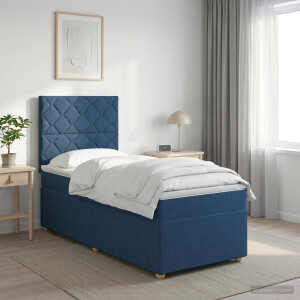 vidaXL Boxspringbed met matras met hoofdeinde Blauw 90 x 190 cm Stof