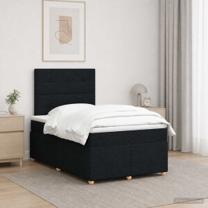 vidaXL Boxspringbed met matras met hoofdeinde Zwart 120 x 190 cm Stof