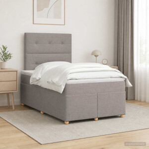 vidaXL Boxspringbed met matras met hoofdeinde Taupe 120 x 200 cm Stof