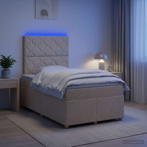 vidaXL Boxspringbed met matras Crèmekleurig 120 x 200 cm Stof