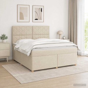 vidaXL Boxspringbed met matras Crèmekleurig 160 x 200 cm Stof