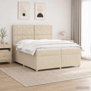 vidaXL Boxspringbed met matras Crèmekleurig 200 x 200 cm Stof