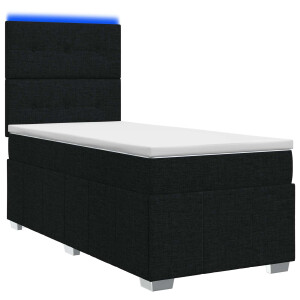 vidaXL LED Boxspring Bed met Matras Zwart 80 x 200 cm Stof
